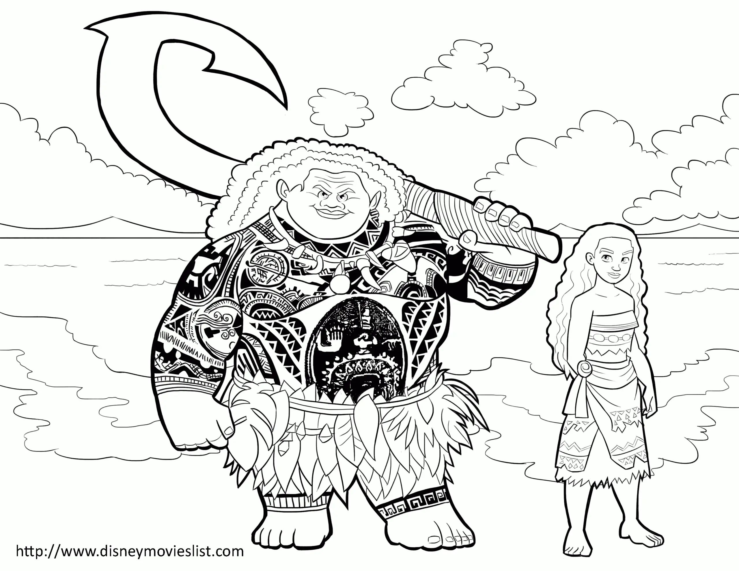 Çocuklar İçin Moana Boyama Sayfaları 