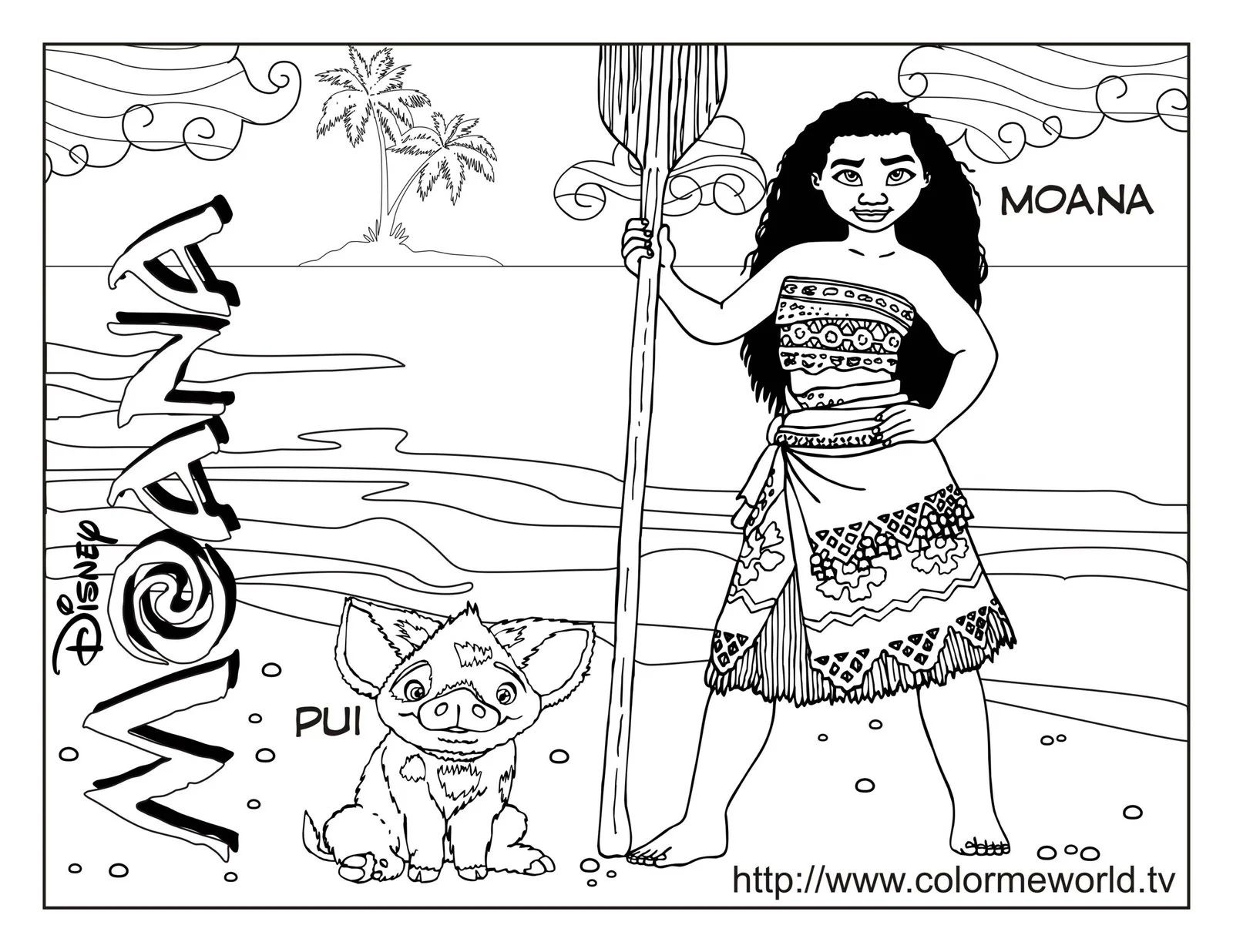 Çocuklar İçin Moana Boyama Sayfaları 