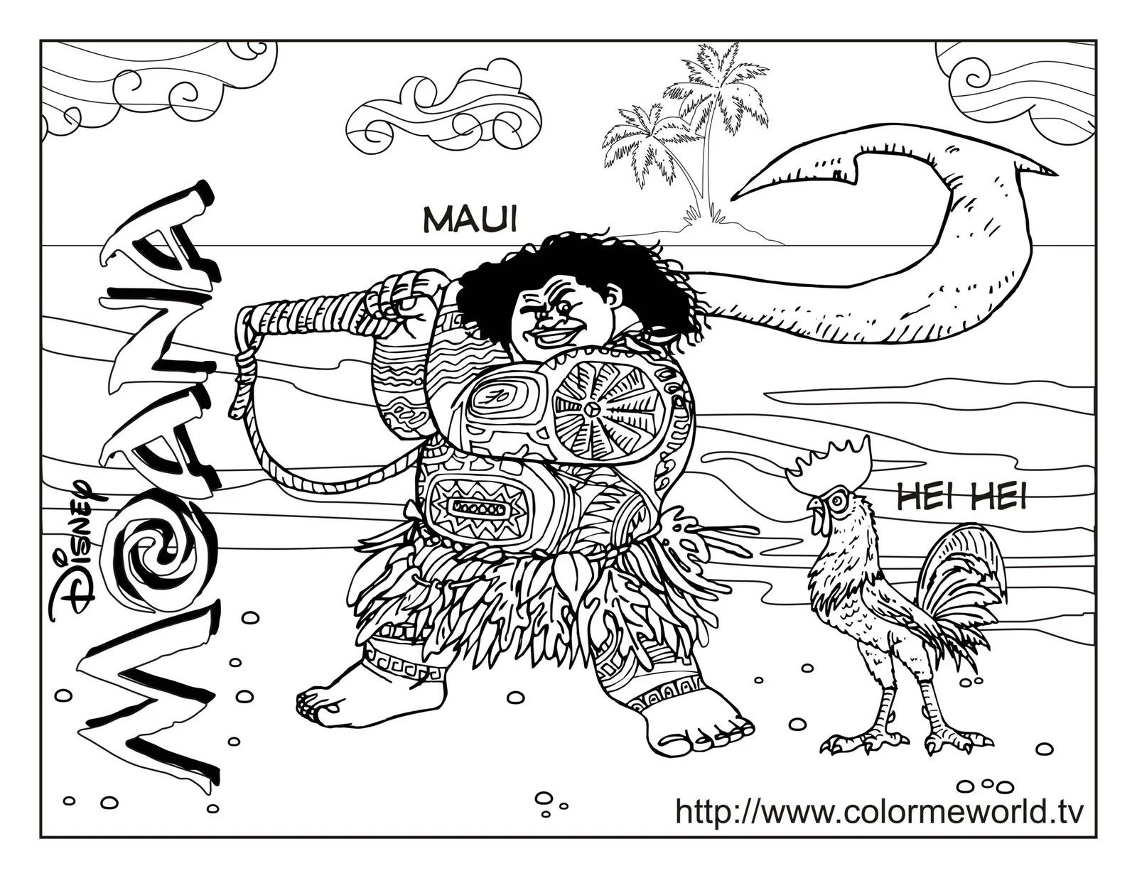 Çocuklar İçin Moana Boyama Sayfaları 