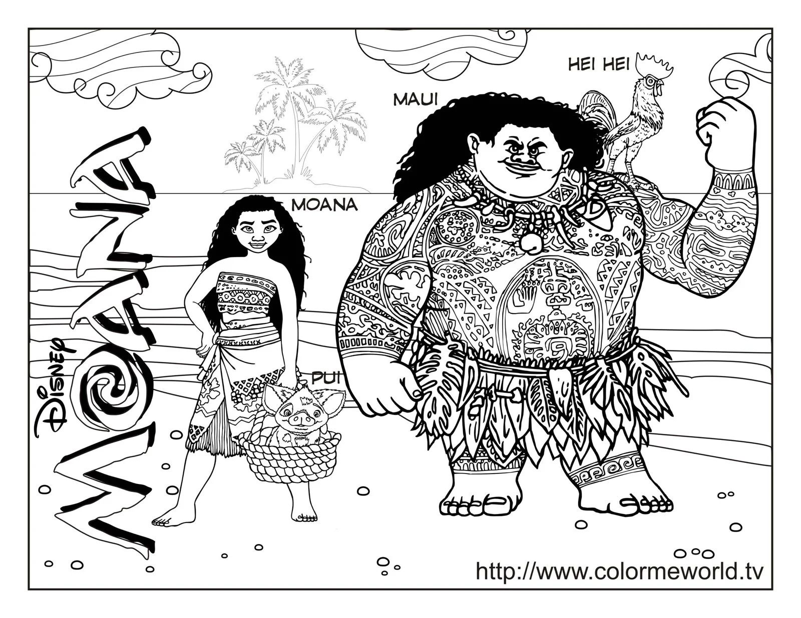 Çocuklar İçin Moana Boyama Sayfaları 