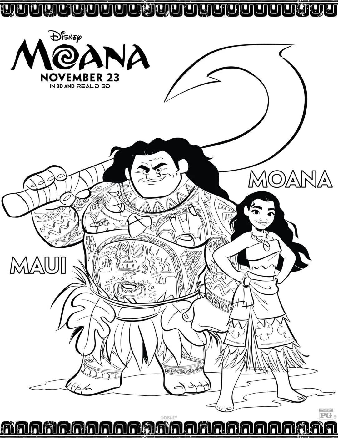 Çocuklar İçin Moana Boyama Sayfaları 