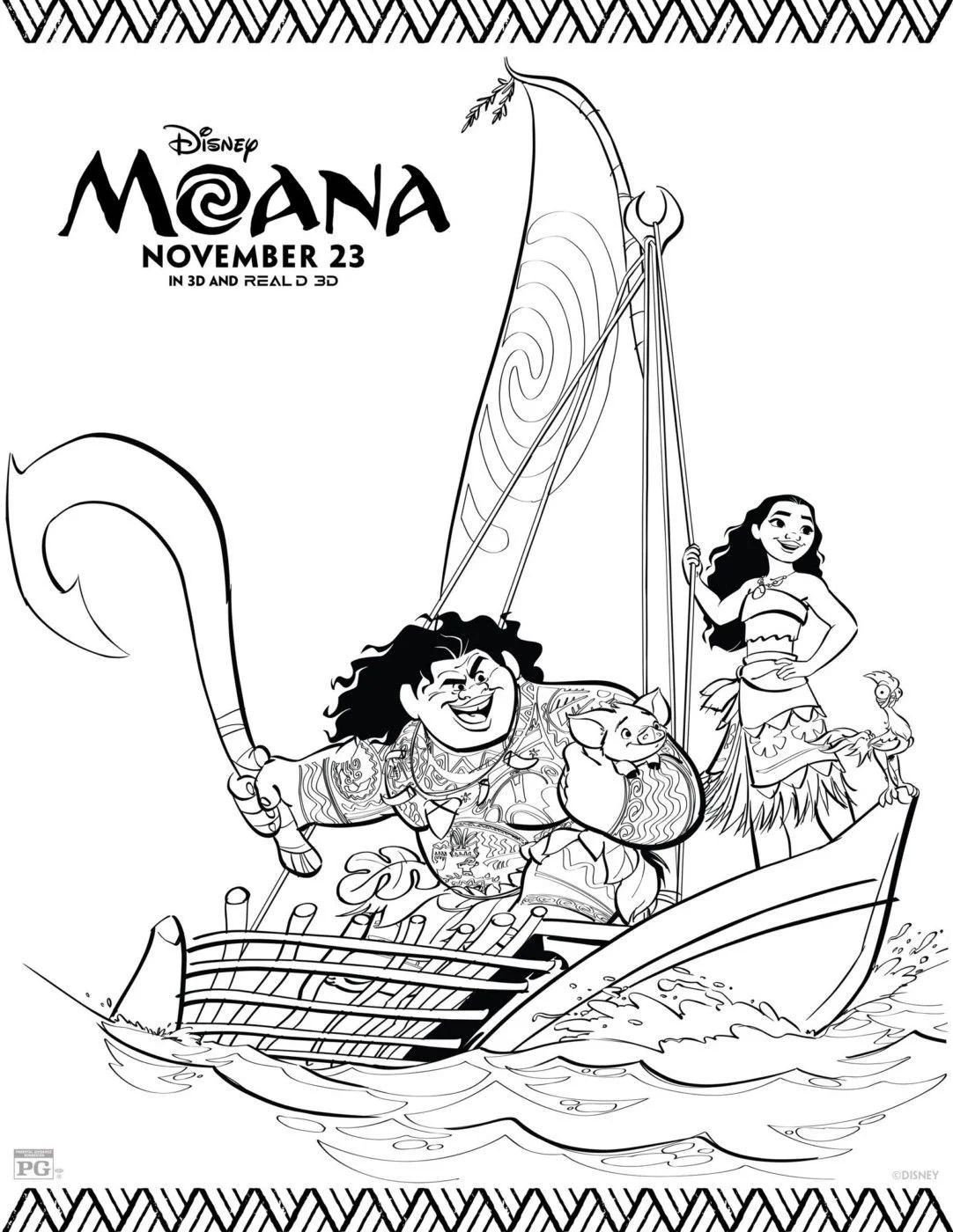 Çocuklar İçin Moana Boyama Sayfaları 