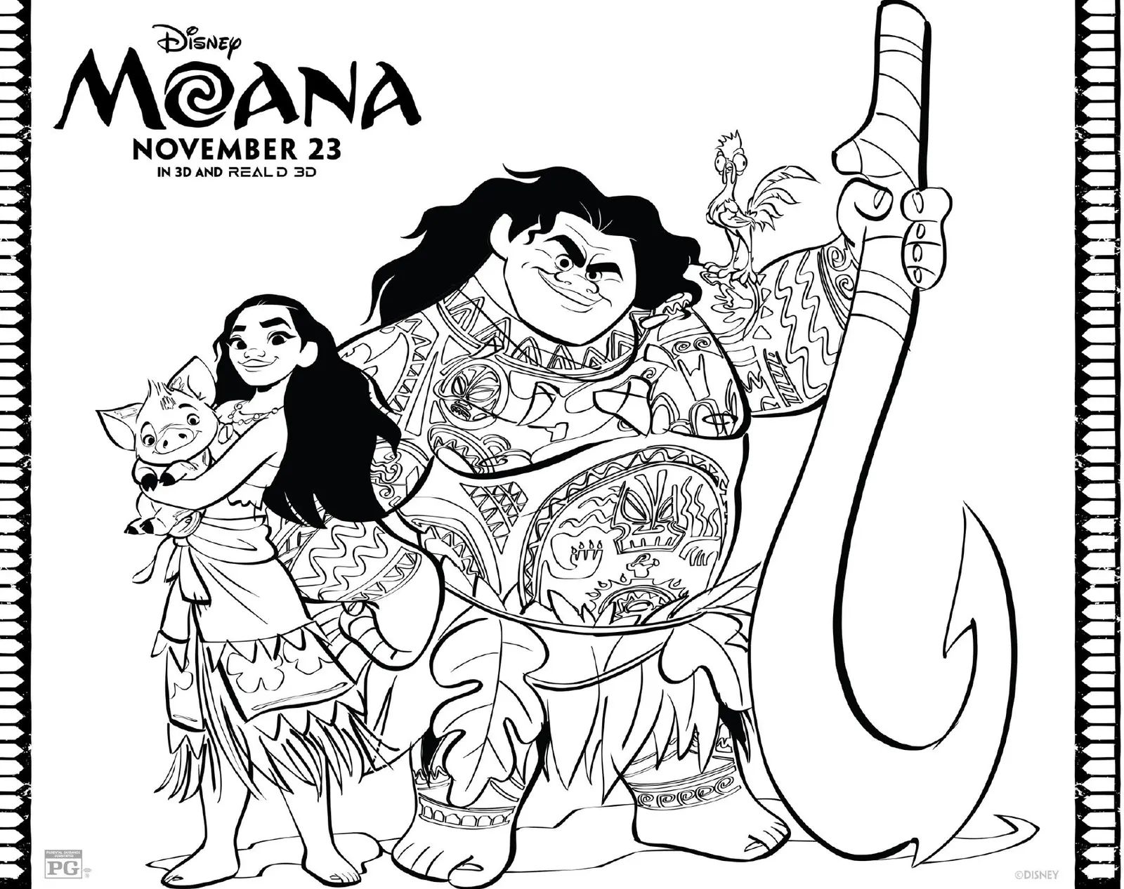Çocuklar İçin Moana Boyama Sayfaları 