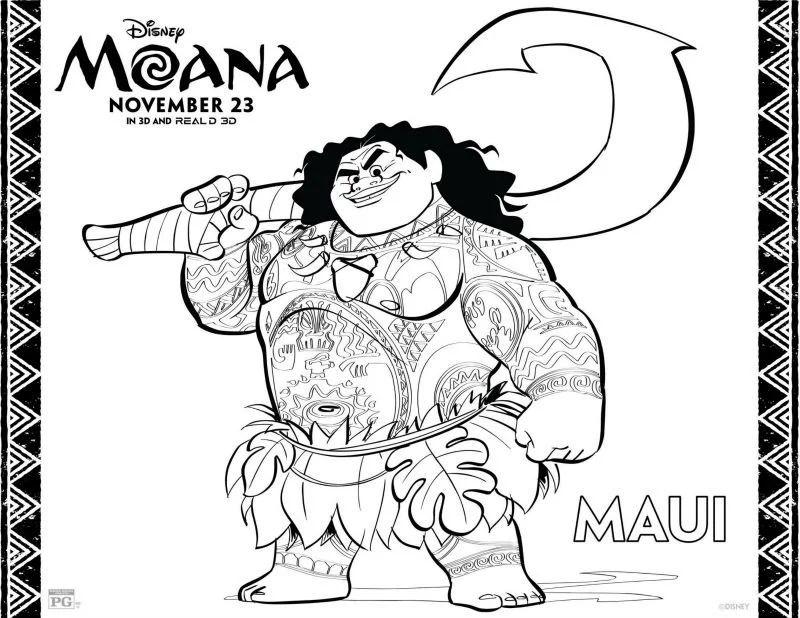 Çocuklar İçin Moana Boyama Sayfaları 