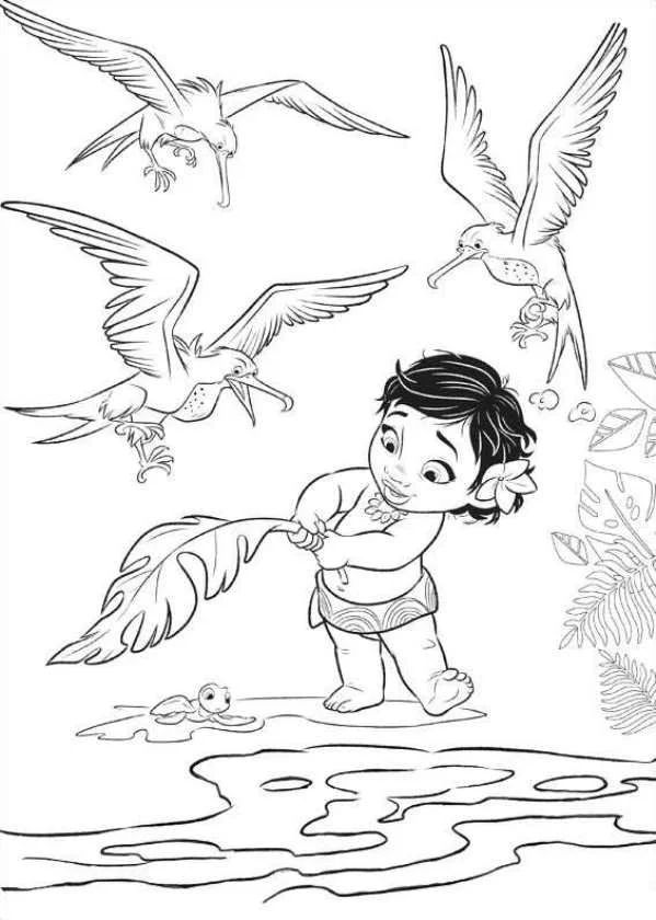 Çocuklar İçin Moana Boyama Sayfaları 