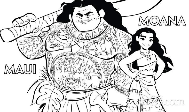 Çocuklar İçin Moana Boyama Sayfaları 