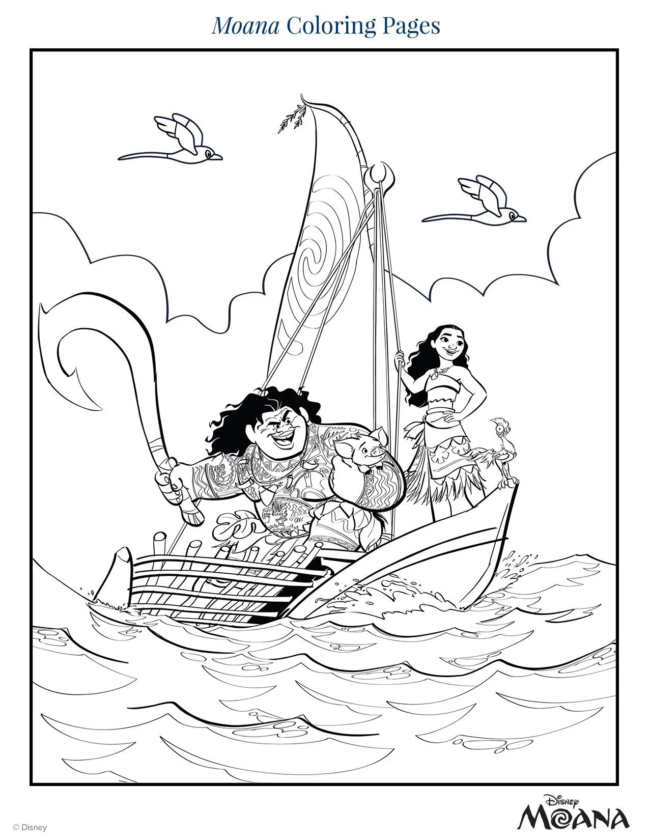 Çocuklar İçin Moana Boyama Sayfaları 