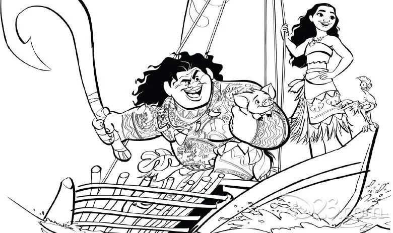 Çocuklar İçin Moana Boyama Sayfaları 