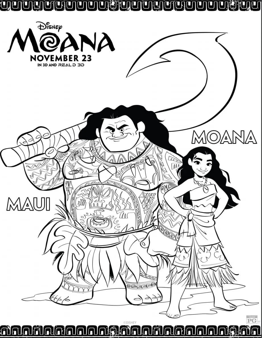 Çocuklar İçin Moana Boyama Sayfaları 