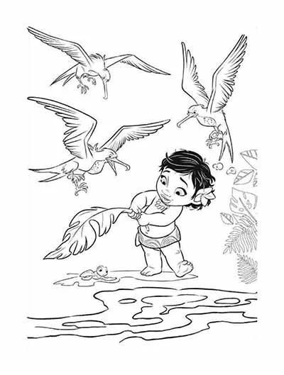Çocuklar İçin Moana Boyama Sayfaları 