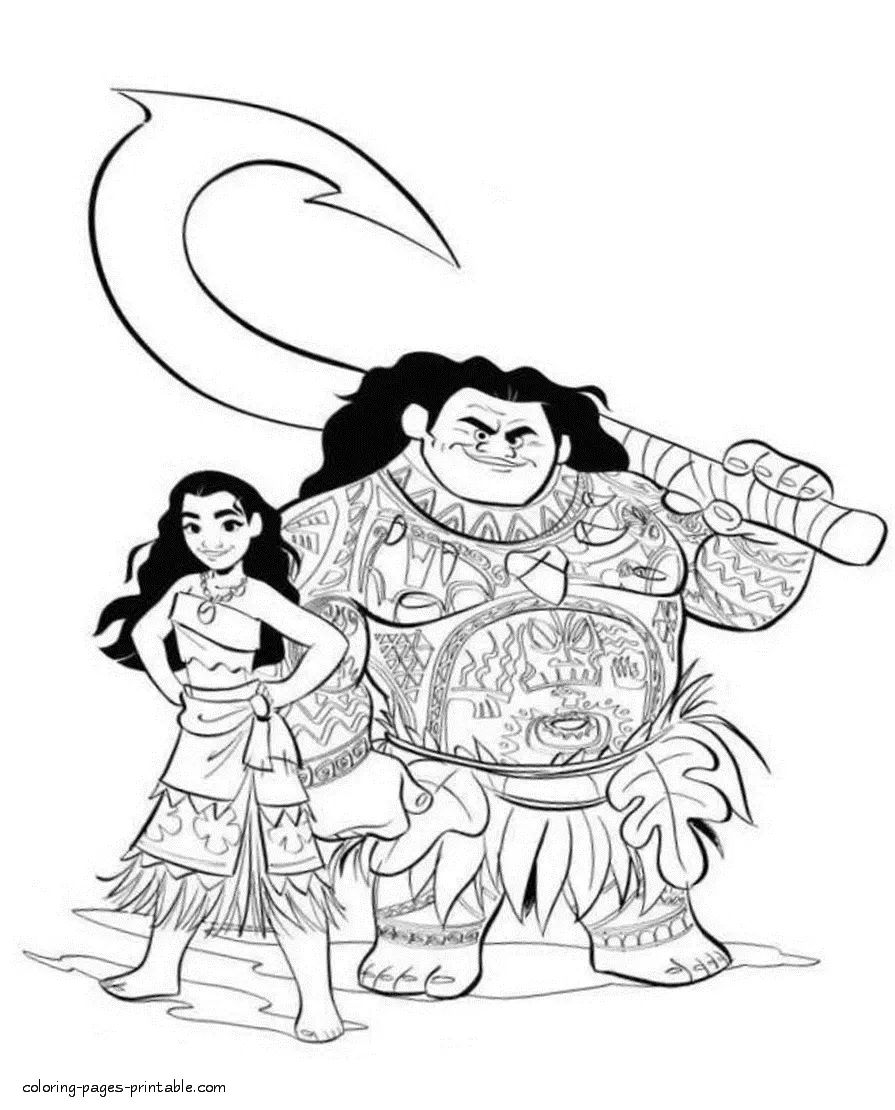 Çocuklar İçin Moana Boyama Sayfaları 