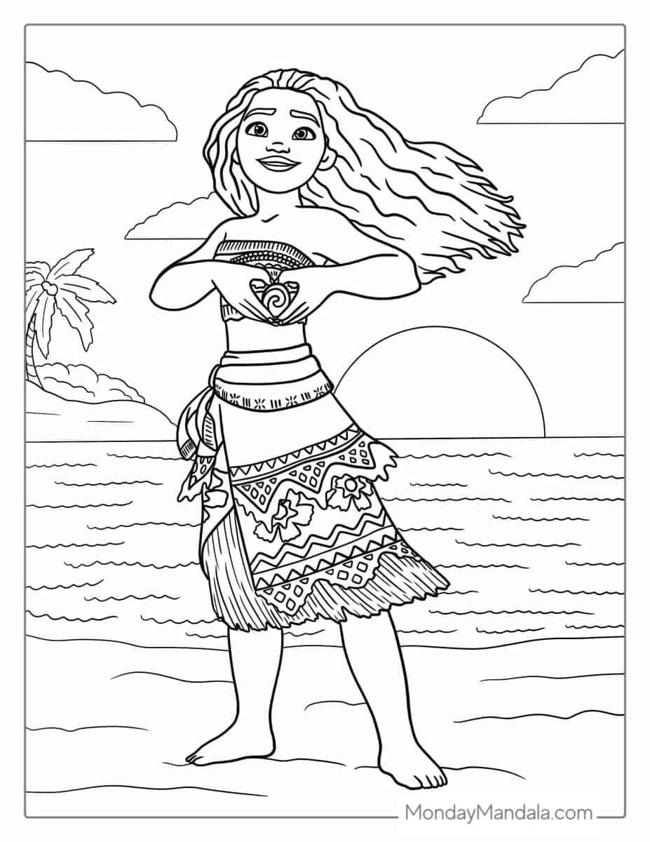 Çocuklar İçin Moana Boyama Sayfaları 