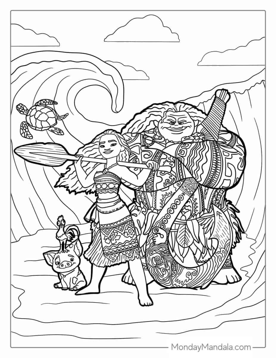 Çocuklar İçin Moana Boyama Sayfaları 