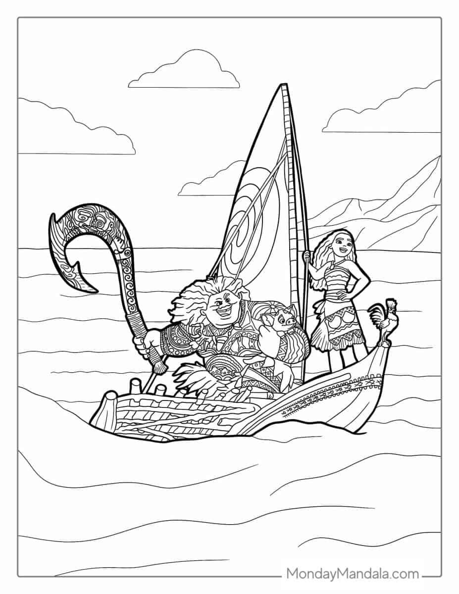 Çocuklar İçin Moana Boyama Sayfaları 