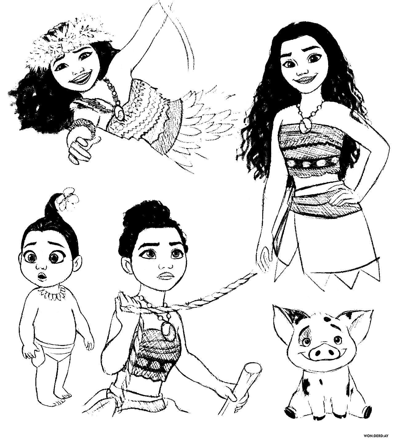 Çocuklar İçin Moana Boyama Sayfaları 