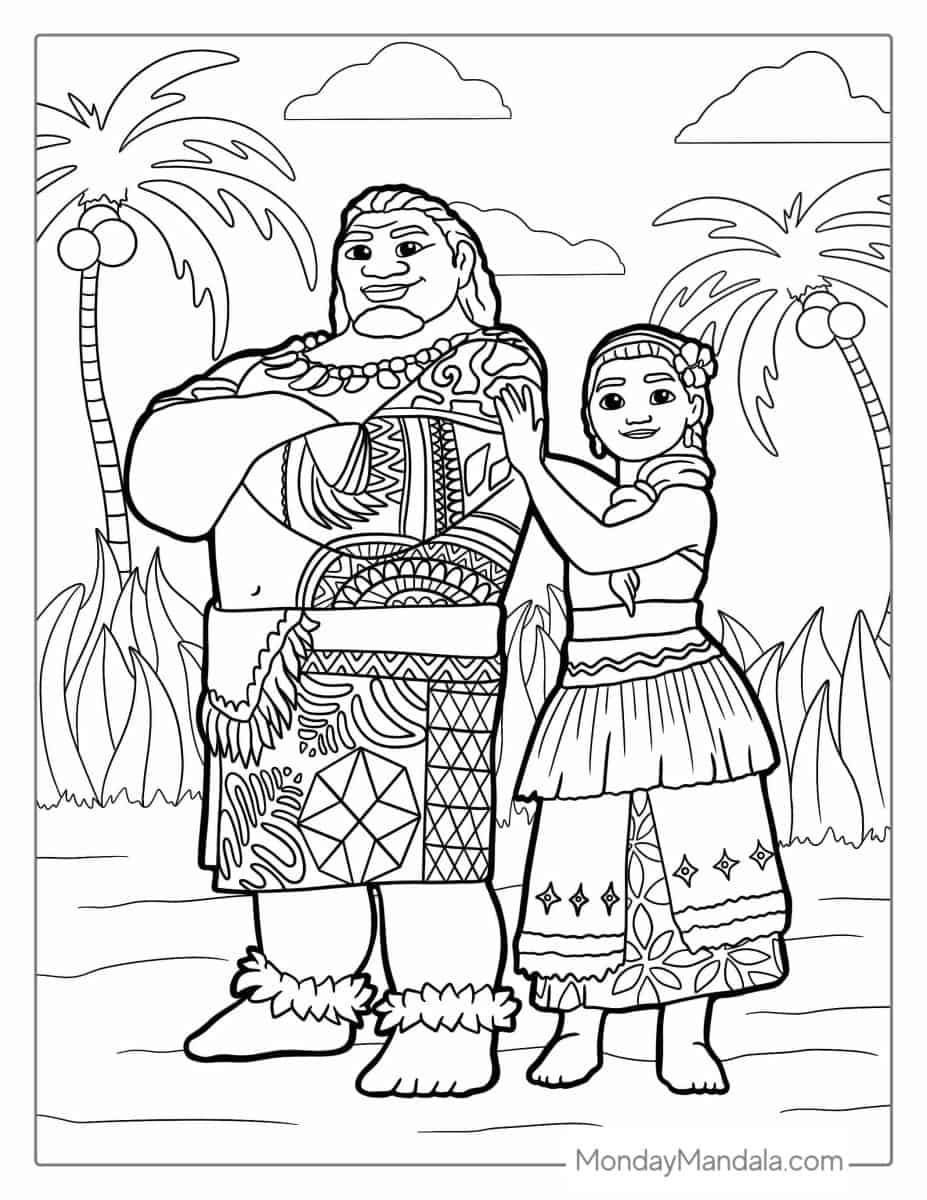 Çocuklar İçin Moana Boyama Sayfaları 