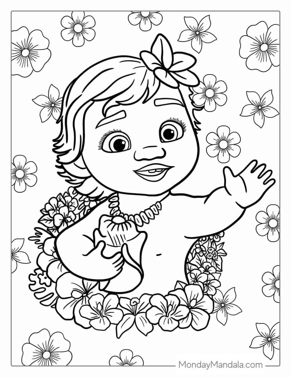 Çocuklar İçin Moana Boyama Sayfaları 