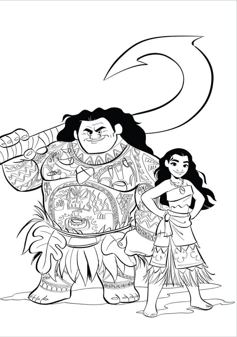 Çocuklar İçin Moana Boyama Sayfaları 