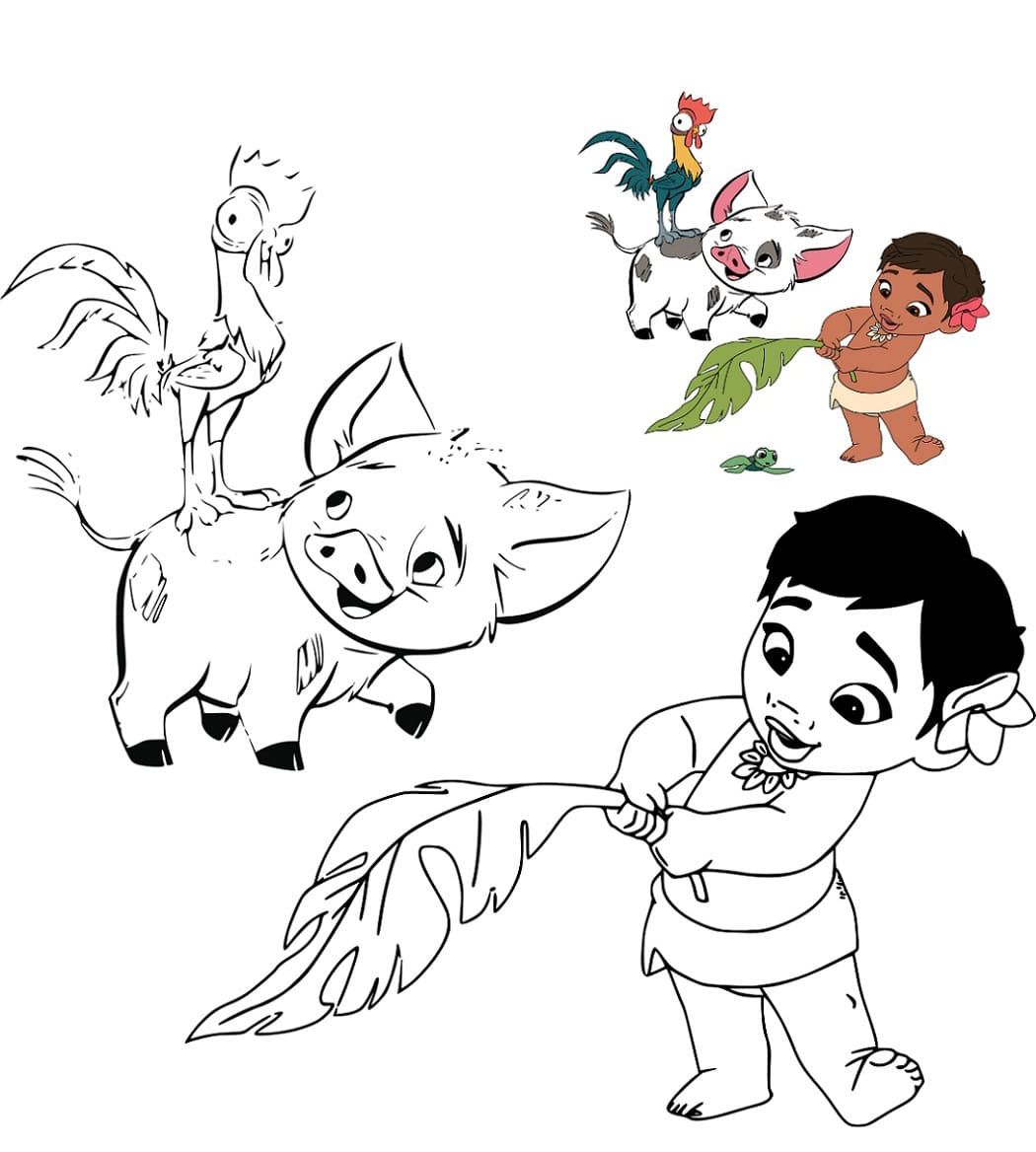 Çocuklar İçin Moana Boyama Sayfaları 