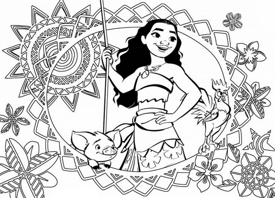 Çocuklar İçin Moana Boyama Sayfaları 