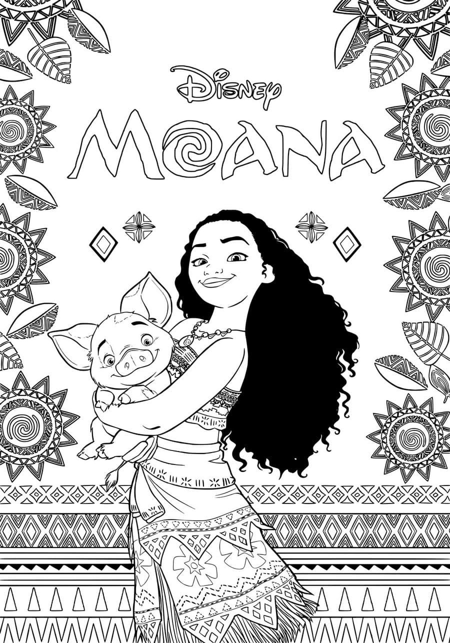 Çocuklar İçin Moana Boyama Sayfaları 