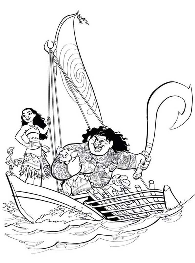 Çocuklar İçin Moana Boyama Sayfaları 
