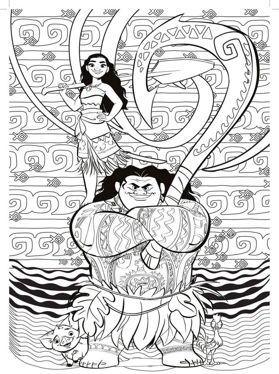 Çocuklar İçin Moana Boyama Sayfaları 