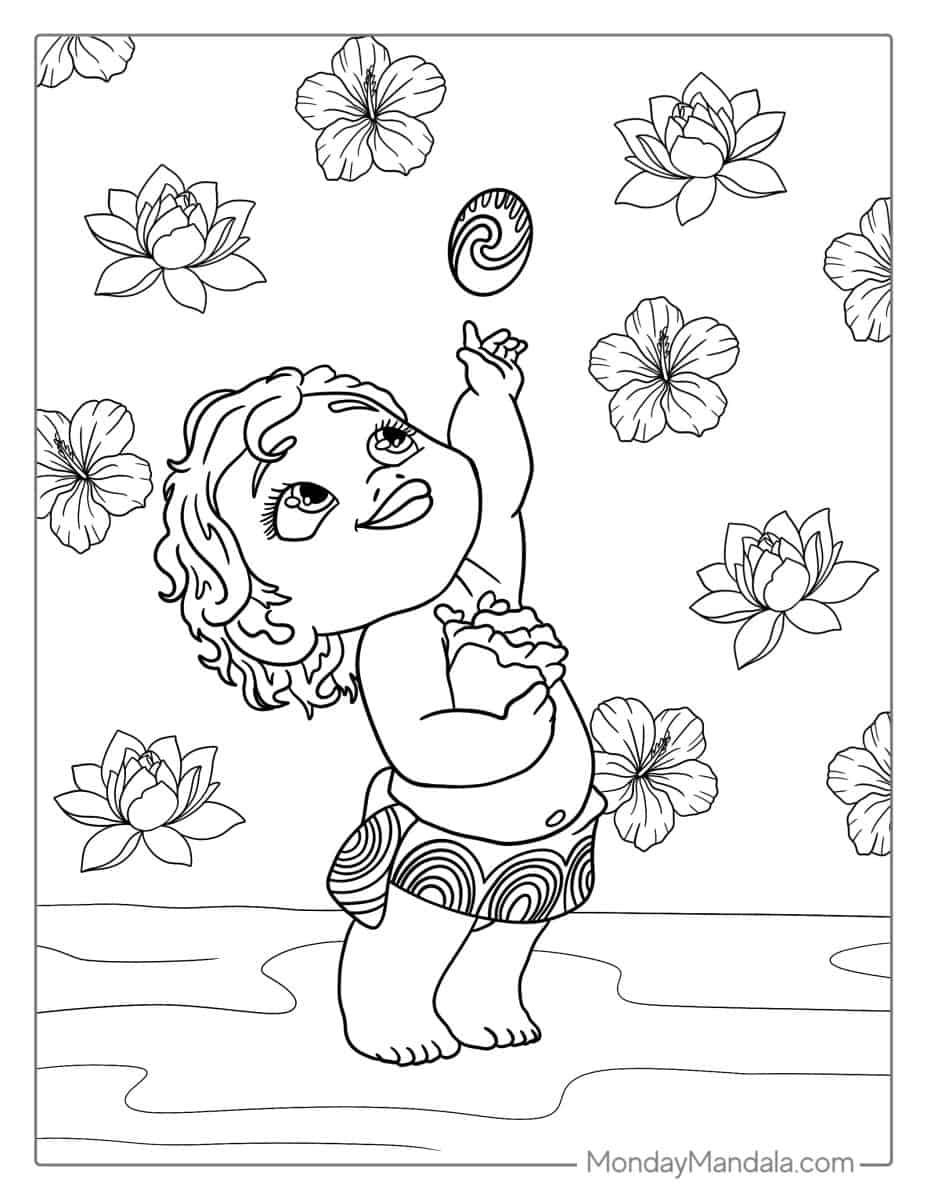 Çocuklar İçin Moana Boyama Sayfaları 