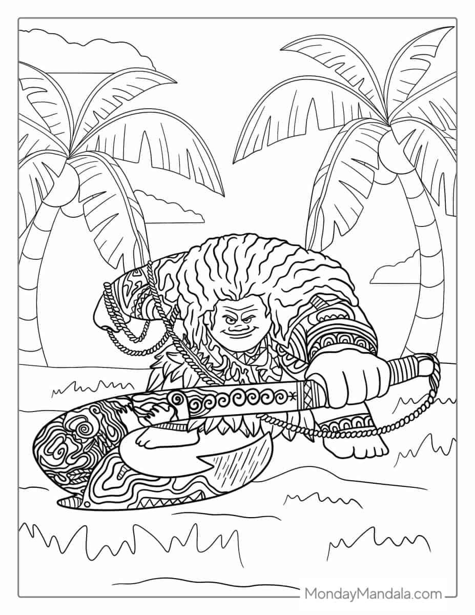 Çocuklar İçin Moana Boyama Sayfaları 
