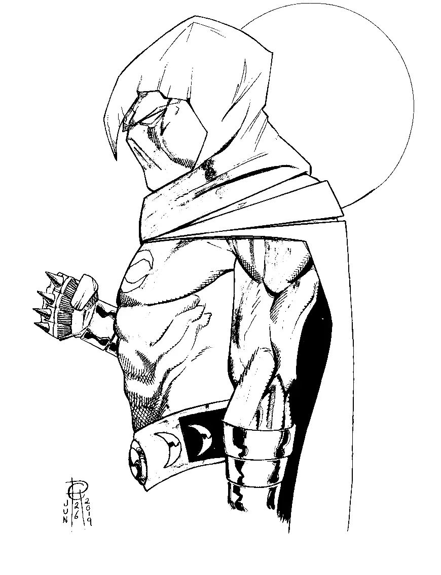 Çocuklar İçin Moon Knight Boyama Sayfaları 