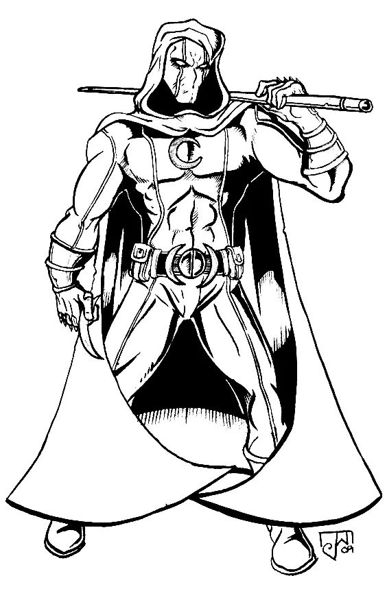 Çocuklar İçin Moon Knight Boyama Sayfaları 