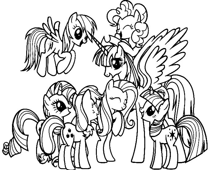 Çocuklar İçin My Little Pony Boyama Sayfaları 