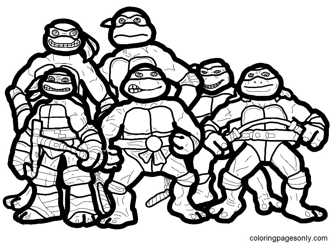 Çocuklar İçin Ninja Kaplumbağalar Boyama Sayfaları 
