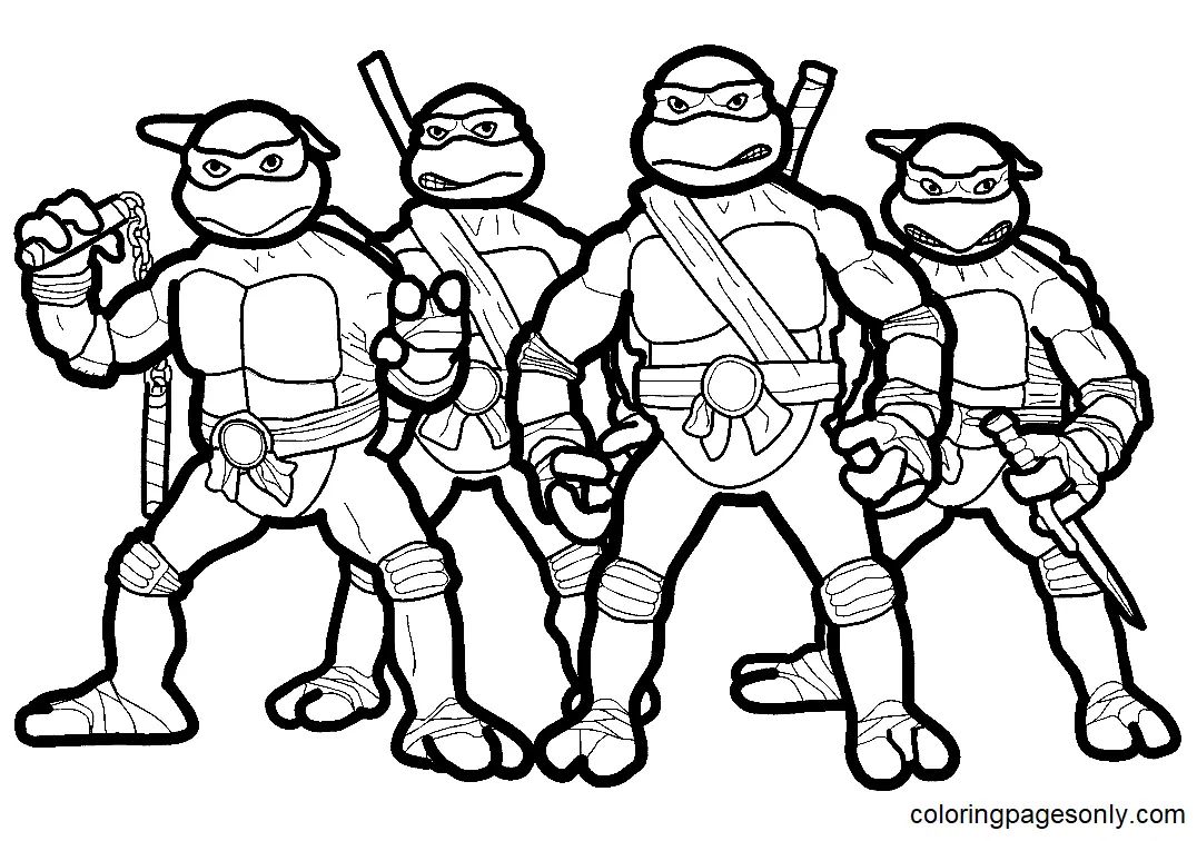 Çocuklar İçin Ninja Kaplumbağalar Boyama Sayfaları 