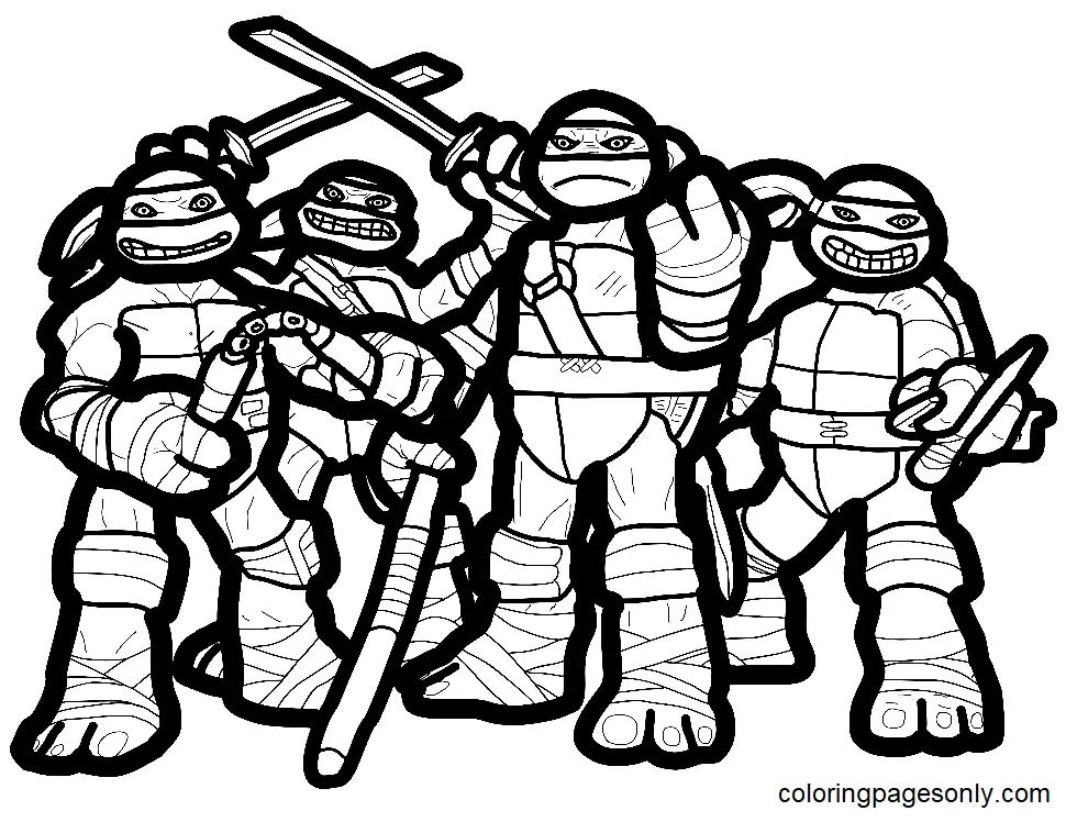 Çocuklar İçin Ninja Kaplumbağalar Boyama Sayfaları 