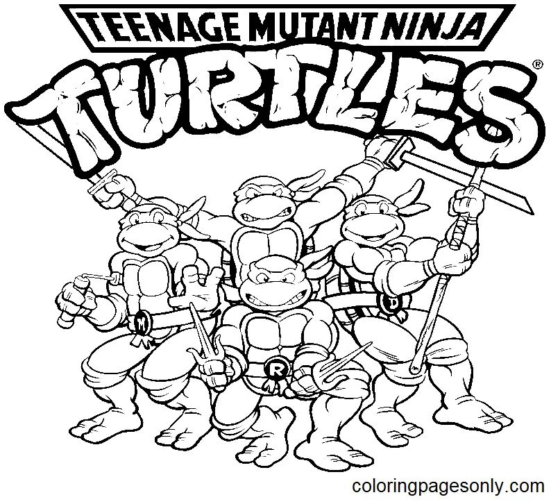 Çocuklar İçin Ninja Kaplumbağalar Boyama Sayfaları 