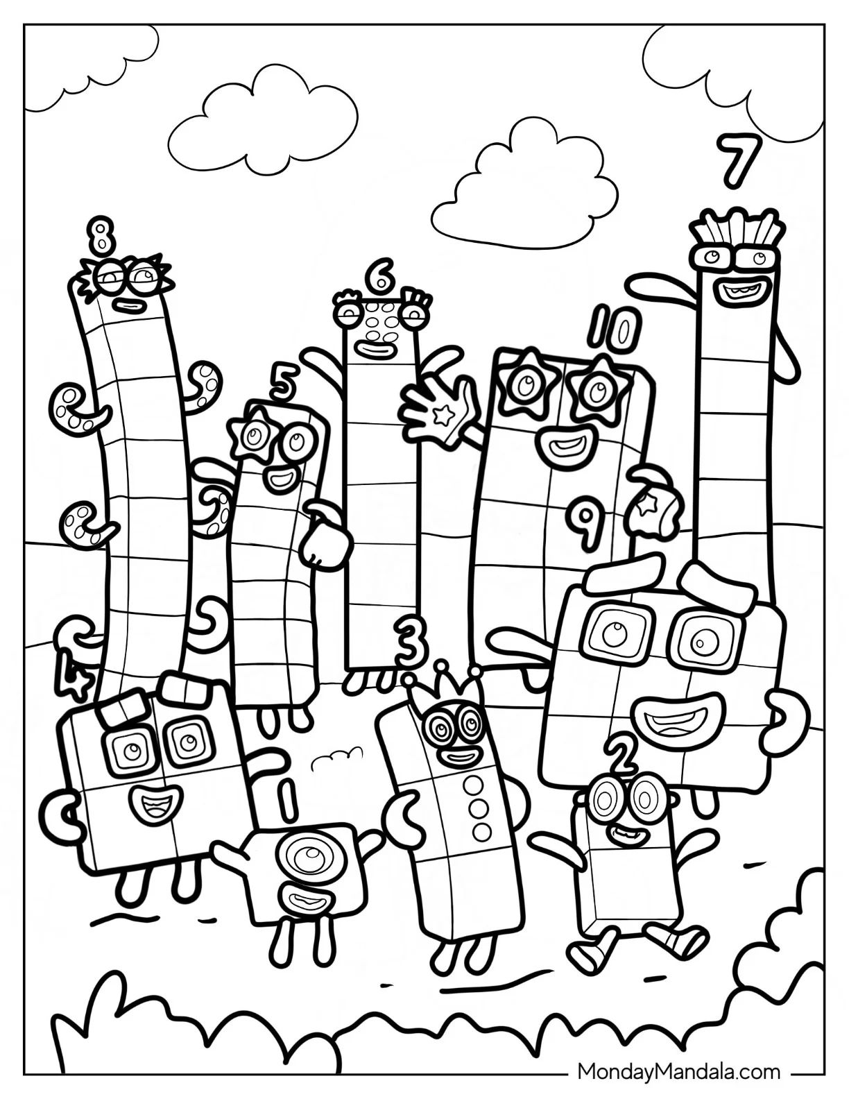 Çocuklar İçin Numberblock Boyama Sayfaları 