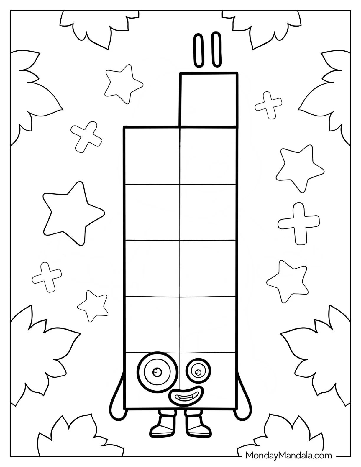 Çocuklar İçin Numberblock Boyama Sayfaları 