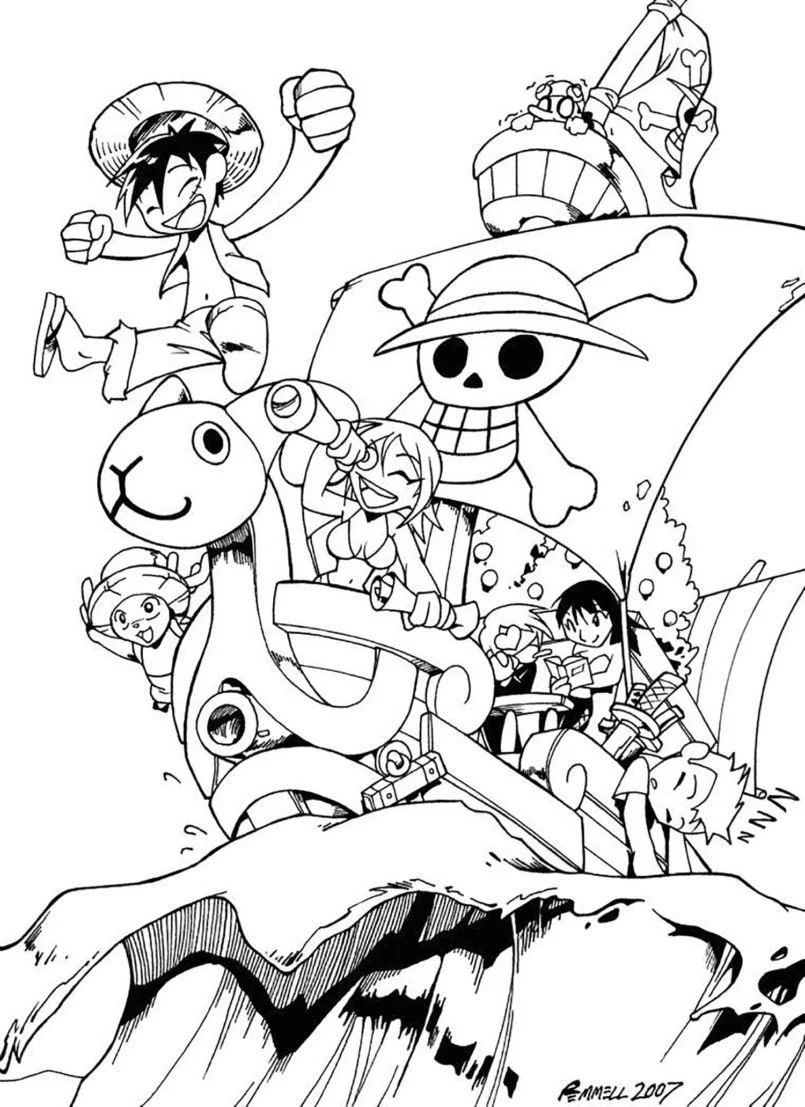 Çocuklar İçin One Pieces Boyama Sayfaları 