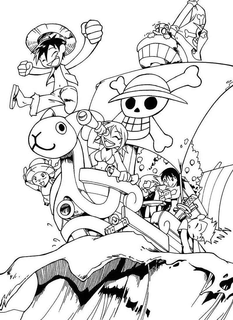 Çocuklar İçin One Pieces Boyama Sayfaları 
