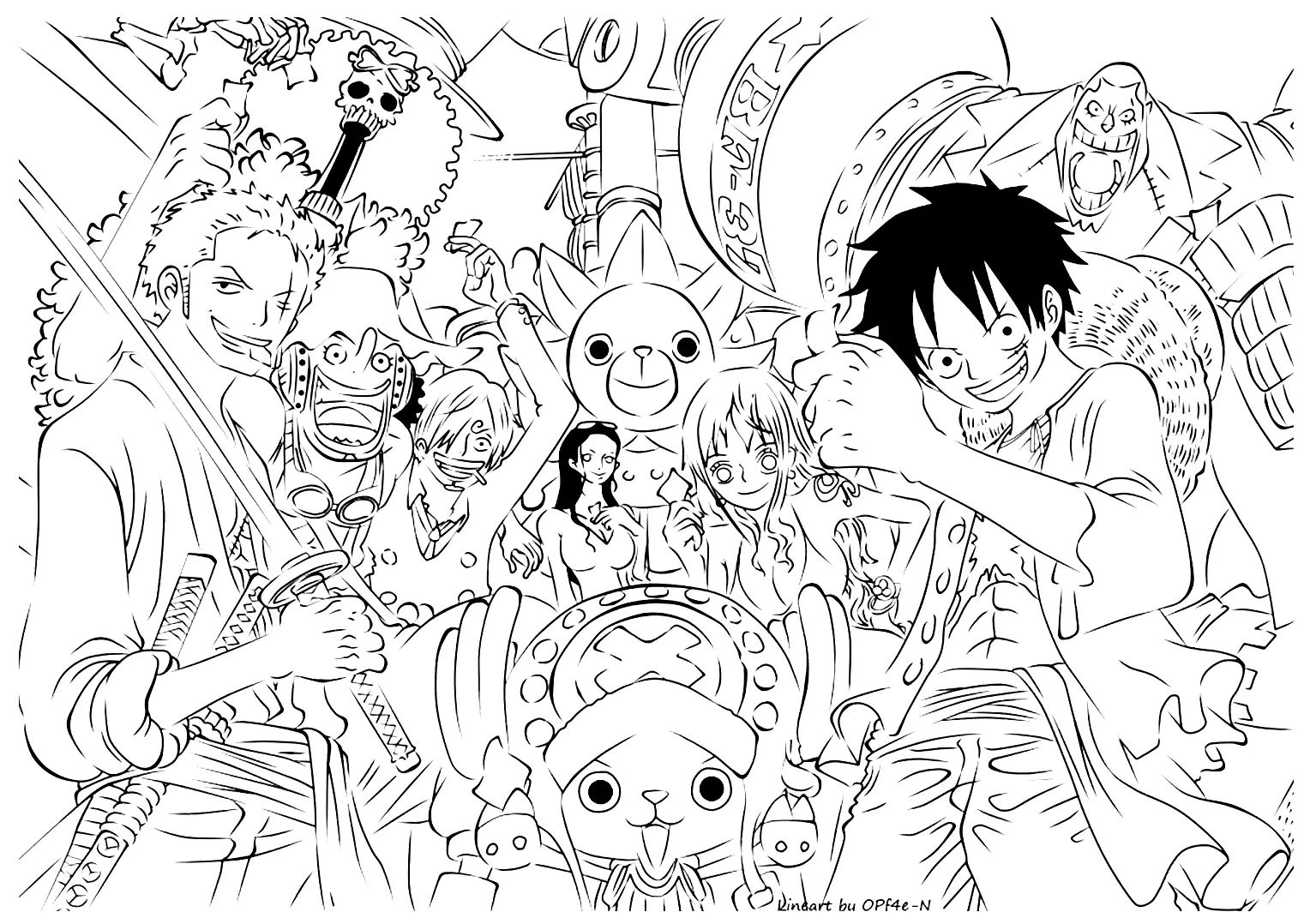 Çocuklar İçin One Pieces Boyama Sayfaları 
