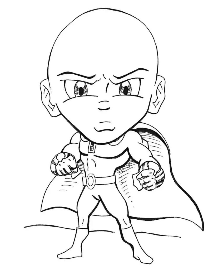 Çocuklar İçin One Punch Man Boyama Sayfaları 