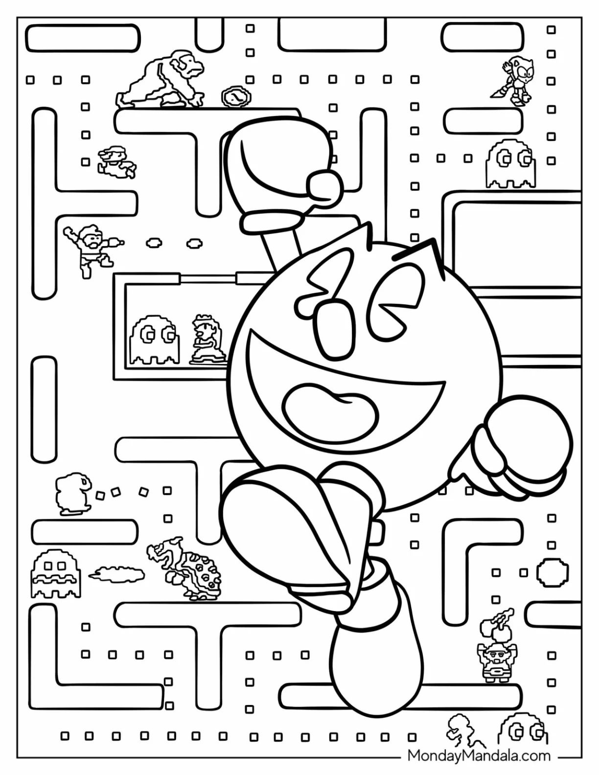 Çocuklar İçin Pac-Man Boyama Sayfaları 