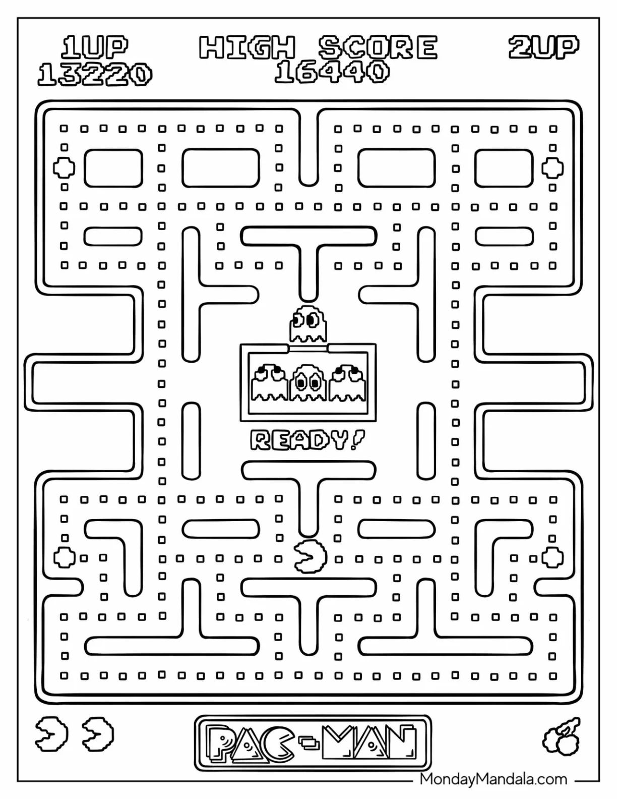 Çocuklar İçin Pac-Man Boyama Sayfaları 