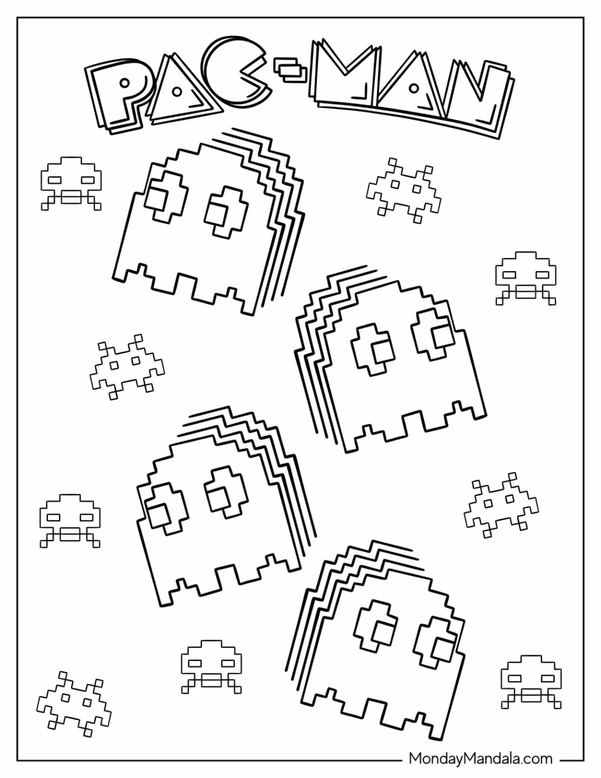 Çocuklar İçin Pac-Man Boyama Sayfaları 