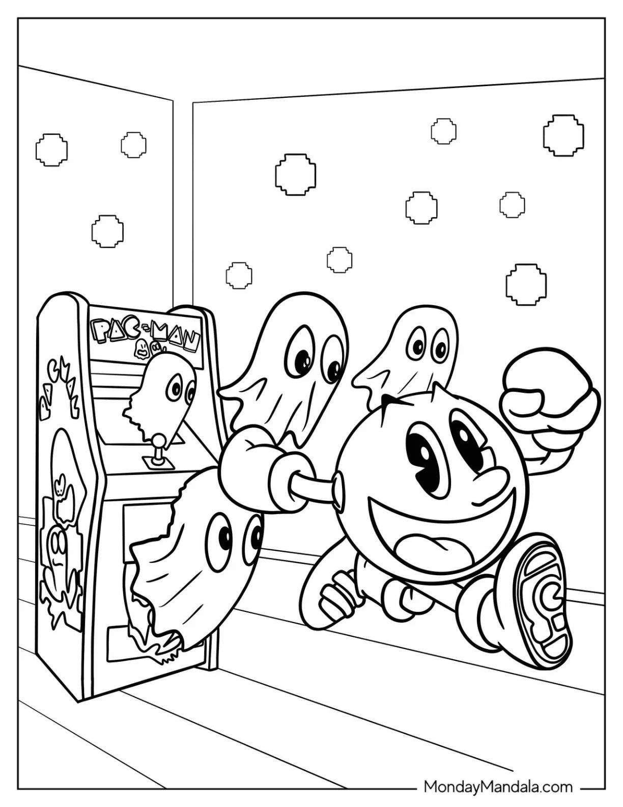 Çocuklar İçin Pac-Man Boyama Sayfaları 