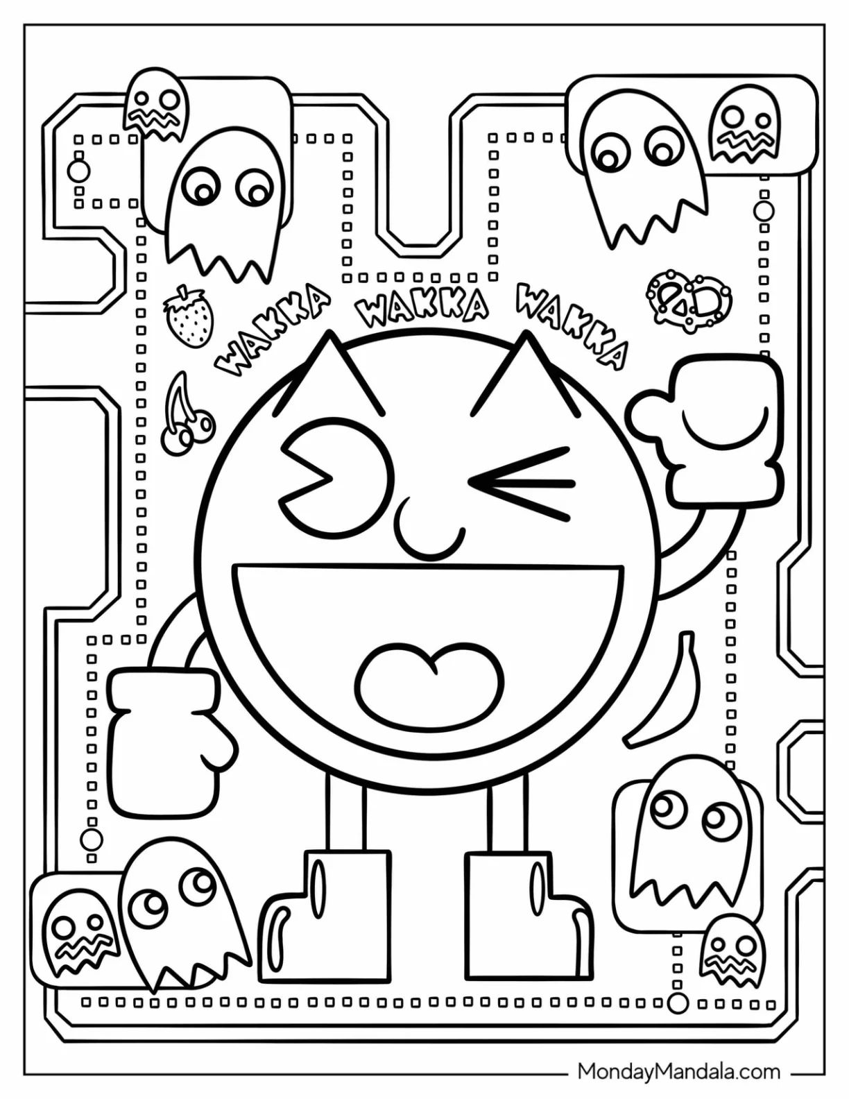 Çocuklar İçin Pac-Man Boyama Sayfaları 