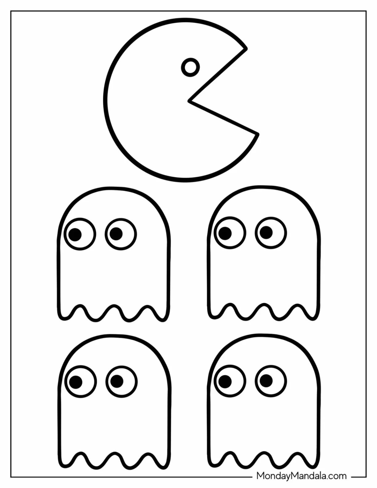 Çocuklar İçin Pac-Man Boyama Sayfaları 