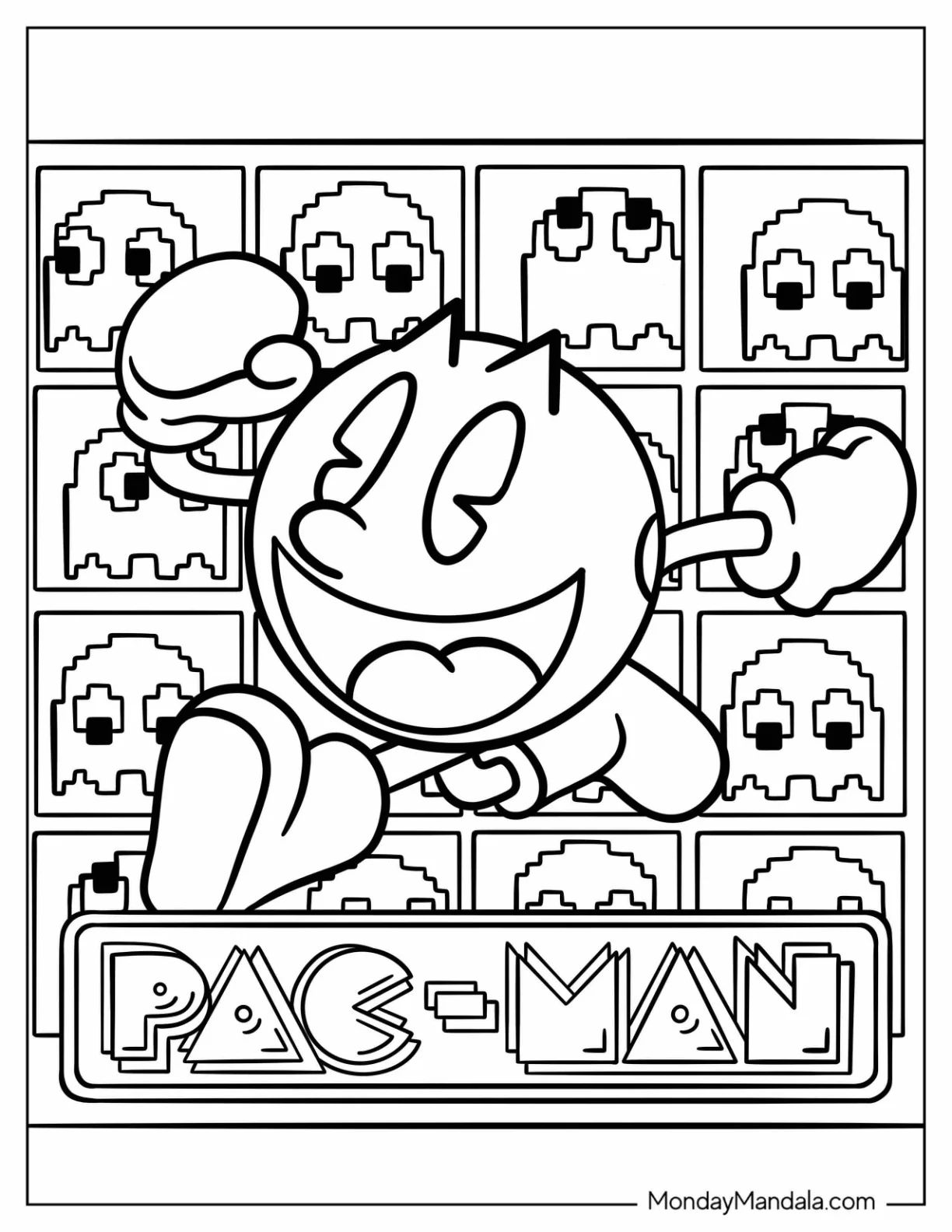 Çocuklar İçin Pac-Man Boyama Sayfaları 