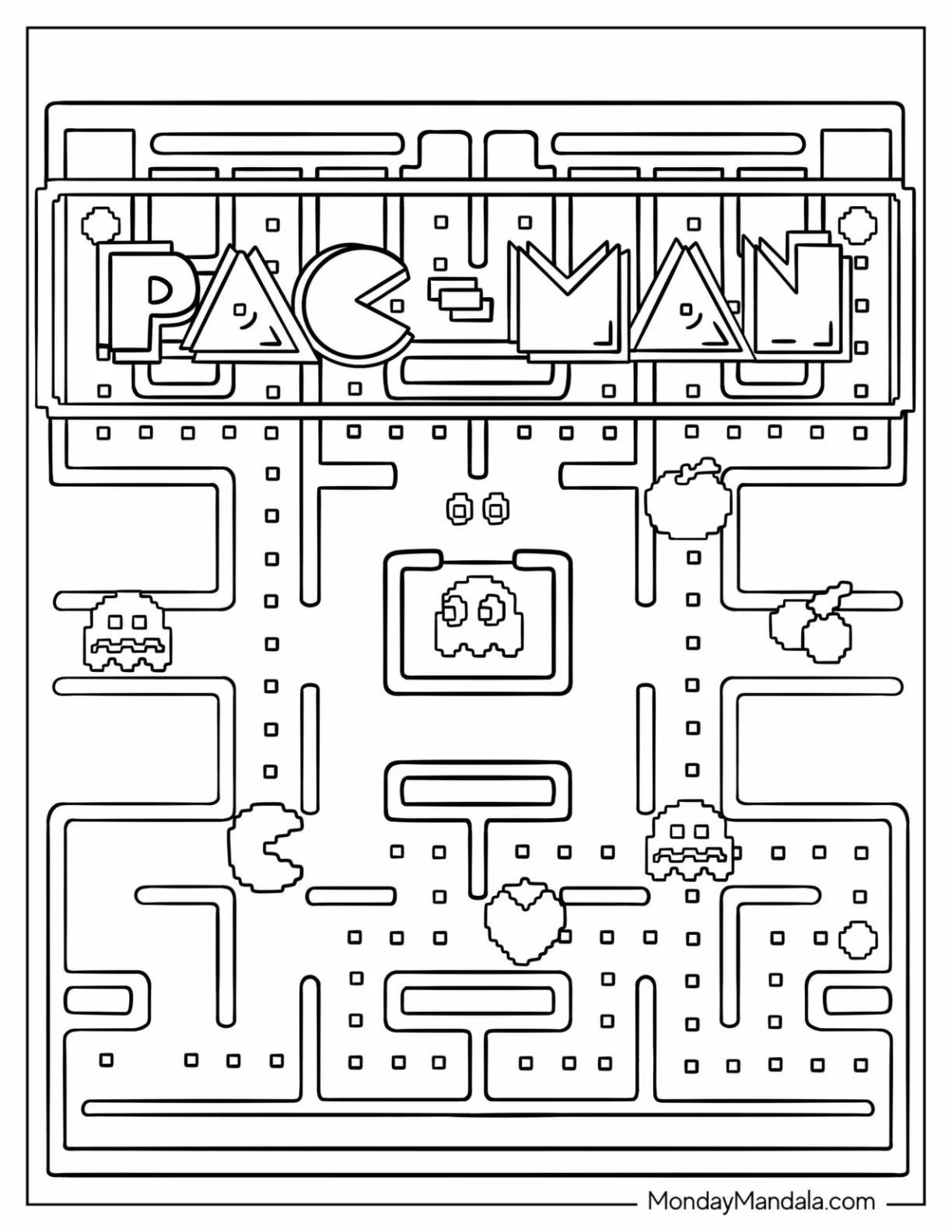 Çocuklar İçin Pac-Man Boyama Sayfaları 